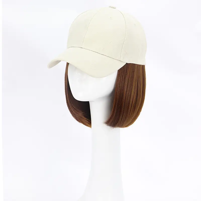 Black Baseball Cap Wave Wig for Women Spring Summer - Image 4