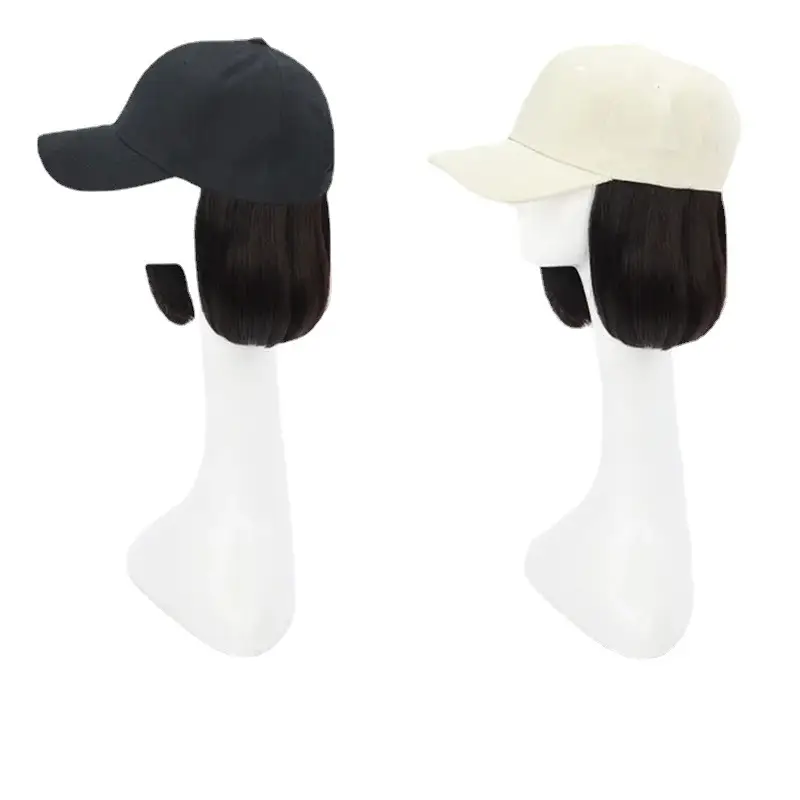 Black Baseball Cap Wave Wig for Women Spring Summer - Image 5