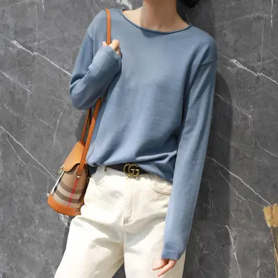 Women V-Neck Pullover Sweater Yellow Knit