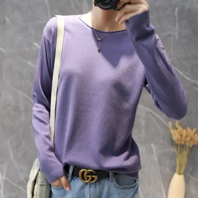 Women V-Neck Pullover Sweater Yellow Knit