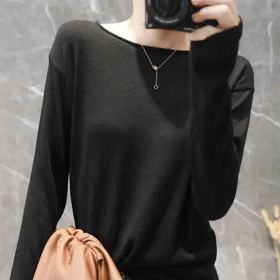 Women V-Neck Pullover Sweater Yellow Knit