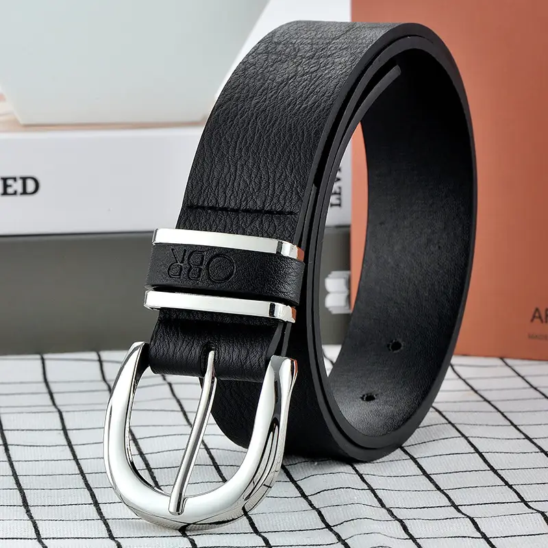Women's Belt Unisex Black Pin Buckle 35cm - Image 3