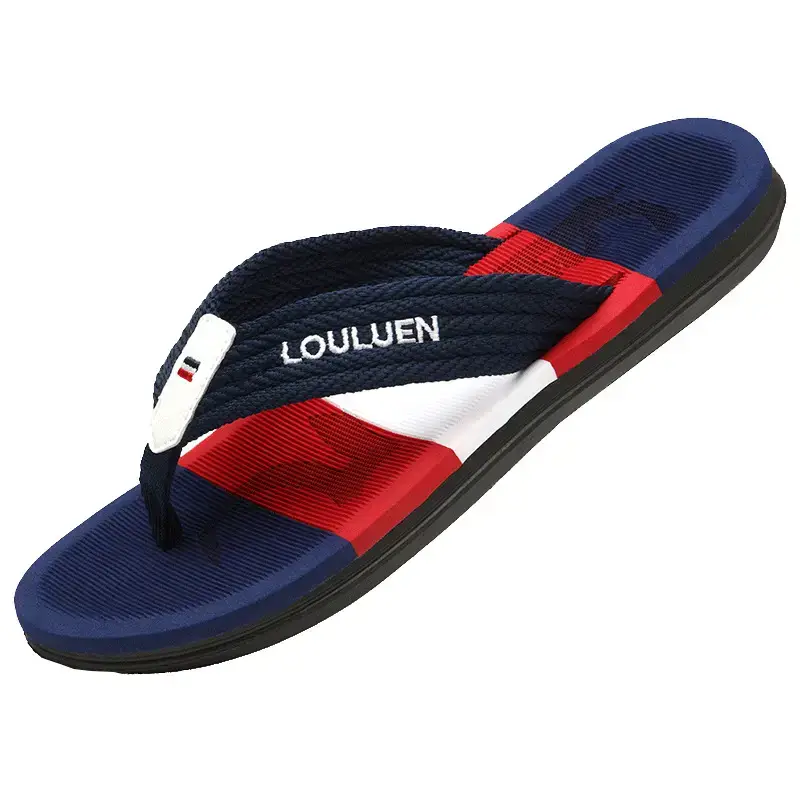 Men's Green Strap Flip Flops Summer Sandals