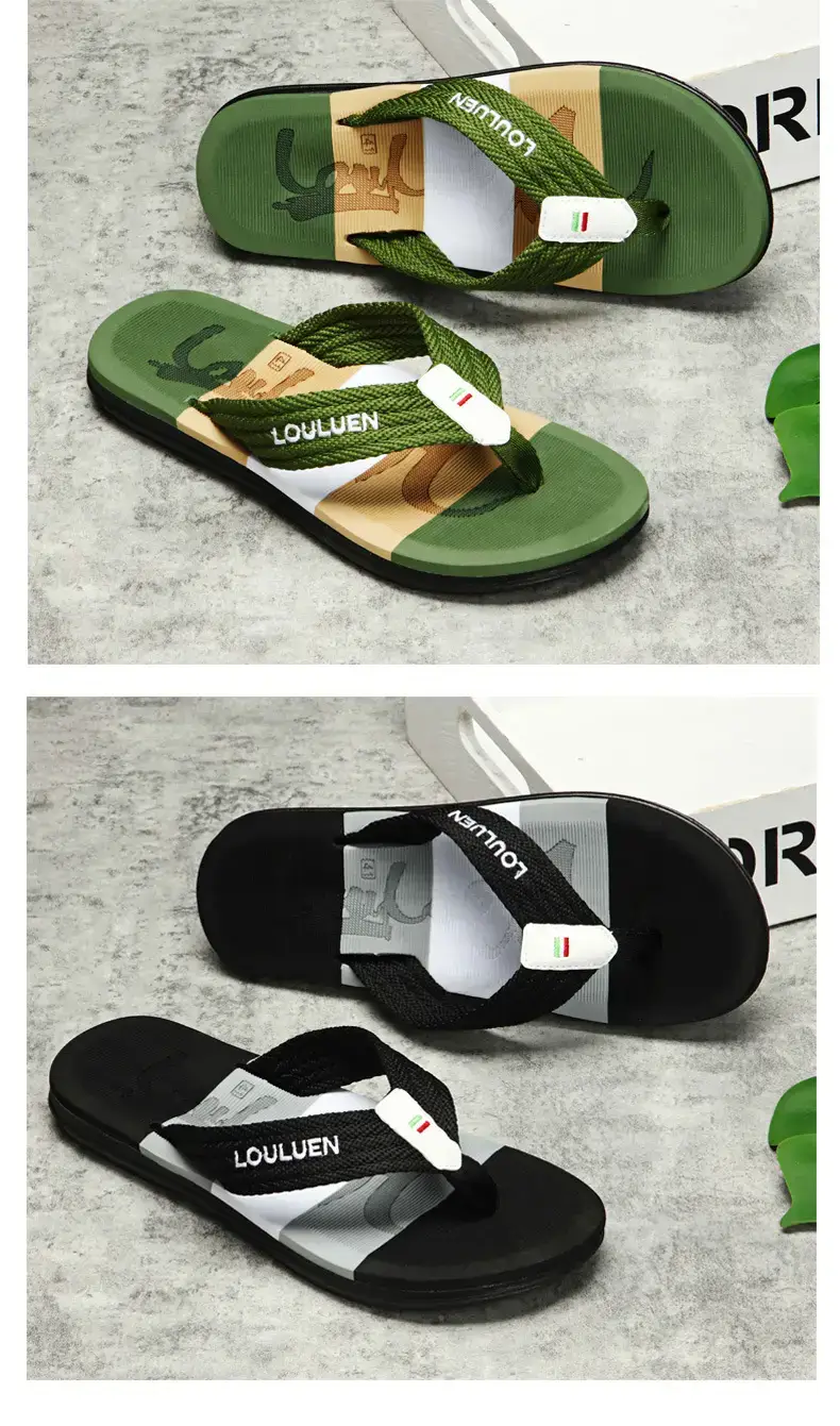 Men's Green Strap Flip Flops Summer Sandals — feature 12