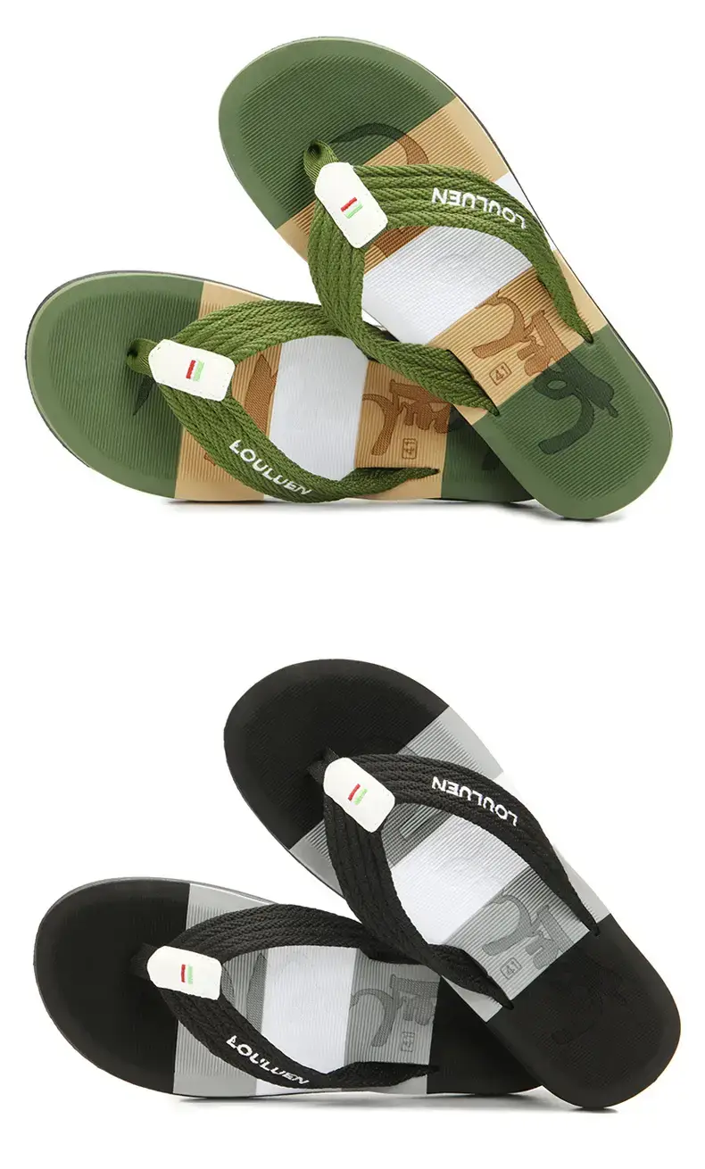 Men's Green Strap Flip Flops Summer Sandals — feature 7