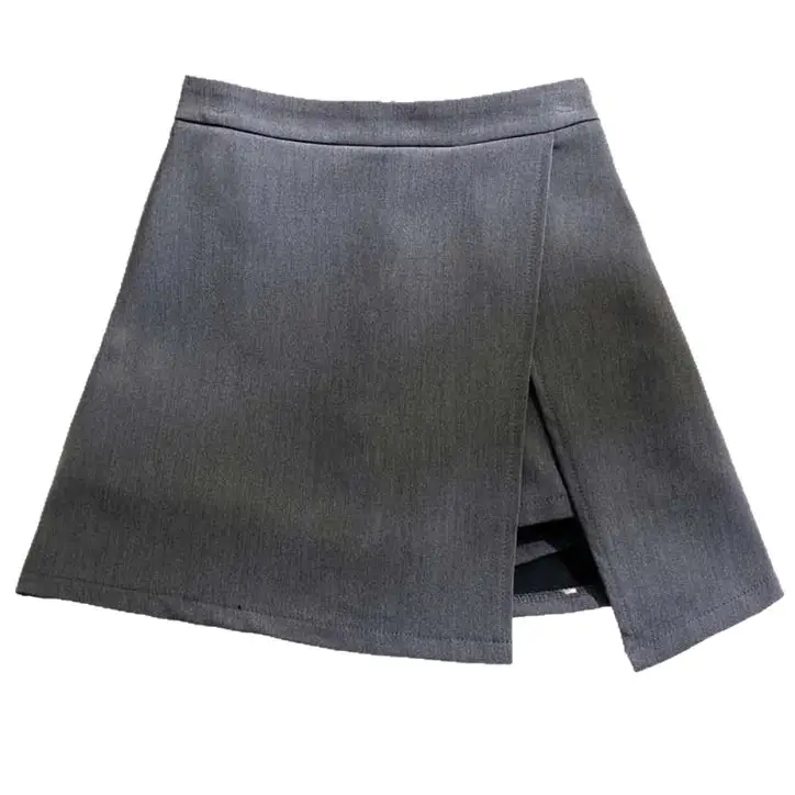 Grey High Waist Slimming Split Skirt Suit - Image 8