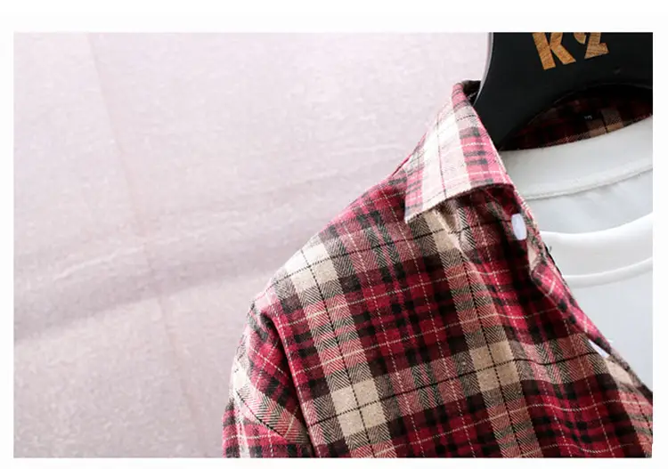 Men's Plaid Long Sleeve Shirt Red Brown Winter Casual Duffian — feature 15