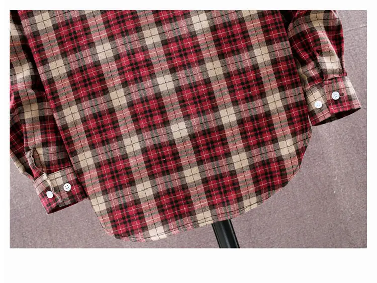 Men's Plaid Long Sleeve Shirt Red Brown Winter Casual Duffian — feature 22