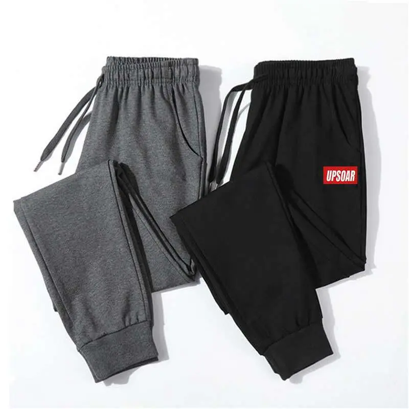 Men Thick Cotton Casual Pants Black Gray Plus Size - Image 2