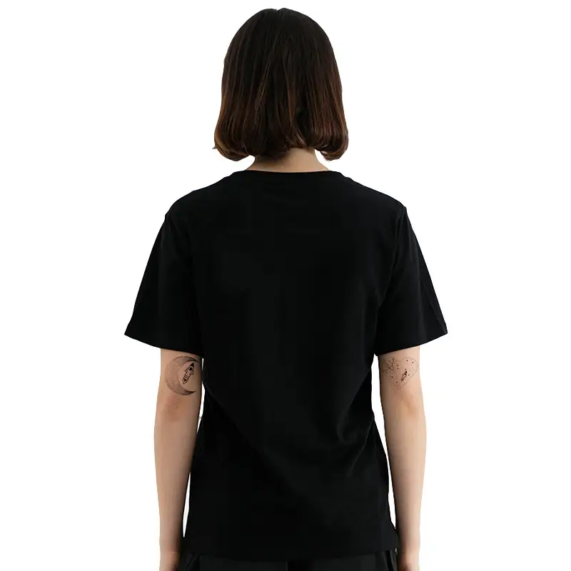 Women Black Cotton T-Shirt Large with Face Print - Image 8