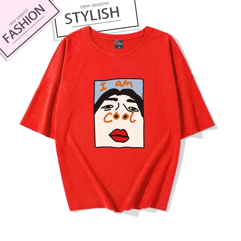 Women Black Cotton T-Shirt Large with Face Print - Image 10