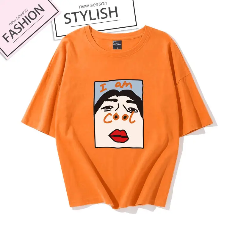Women Black Cotton T-Shirt Large with Face Print - Image 6