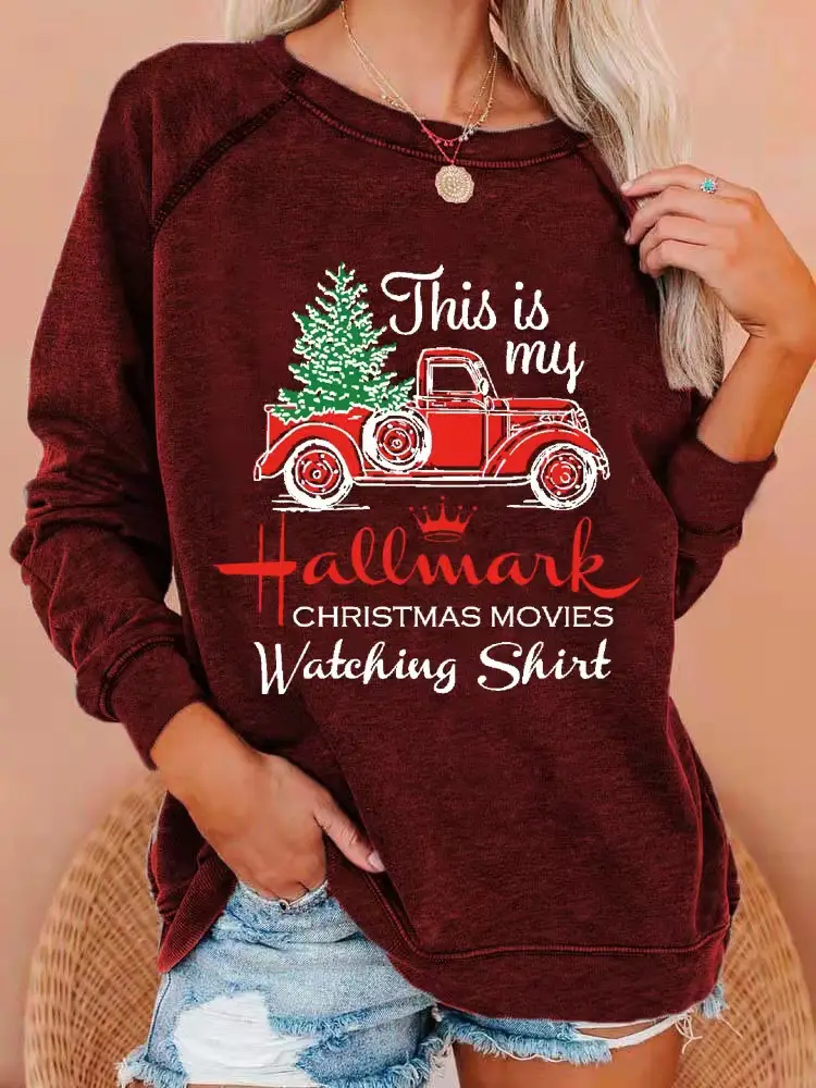 Women's Hallmark Christmas Sweater Shirt White