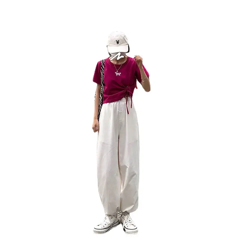 Women's Blue High-Waisted Loose Leg Pants Casual Jogger Set - Image 6