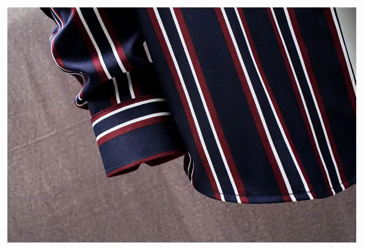 Men Striped Long Sleeve Shirt Slim Fit Korean Style — feature 24