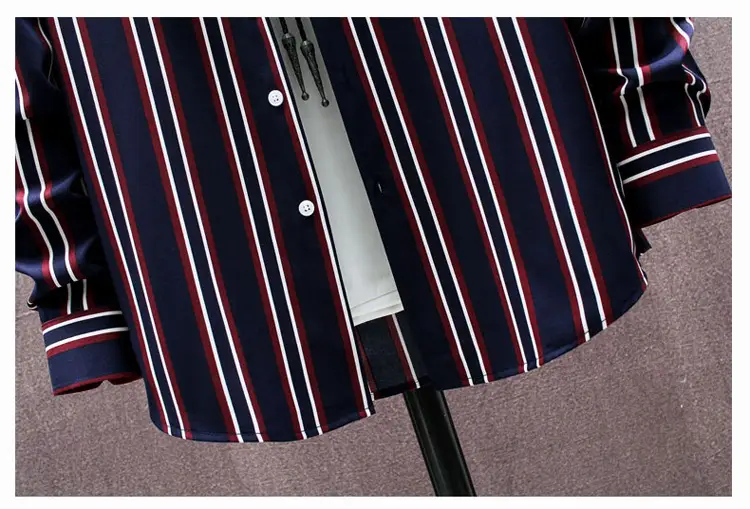 Men Striped Long Sleeve Shirt Slim Fit Korean Style — feature 25