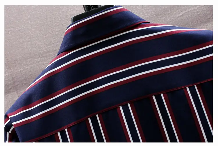 Men Striped Long Sleeve Shirt Slim Fit Korean Style — feature 27