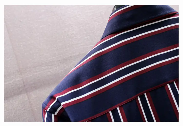 Men Striped Long Sleeve Shirt Slim Fit Korean Style — feature 28