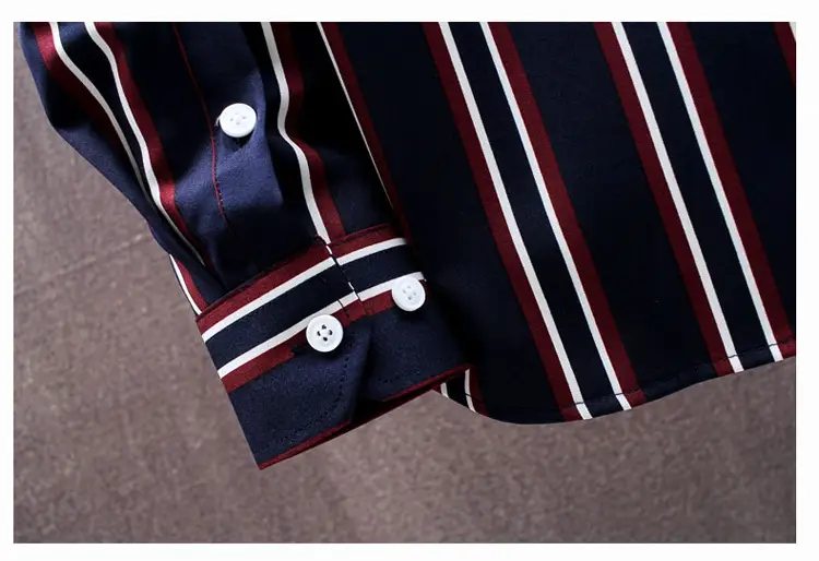 Men Striped Long Sleeve Shirt Slim Fit Korean Style — feature 29