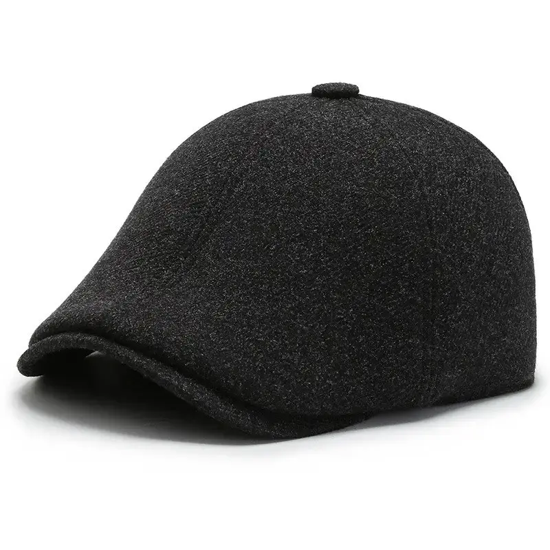 Middle-aged Men Warm Black Cap Hat Winter Ear Protection