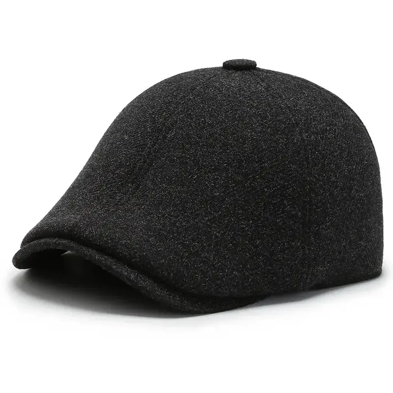 Middle-aged Men Warm Black Cap Hat Winter Ear Protection