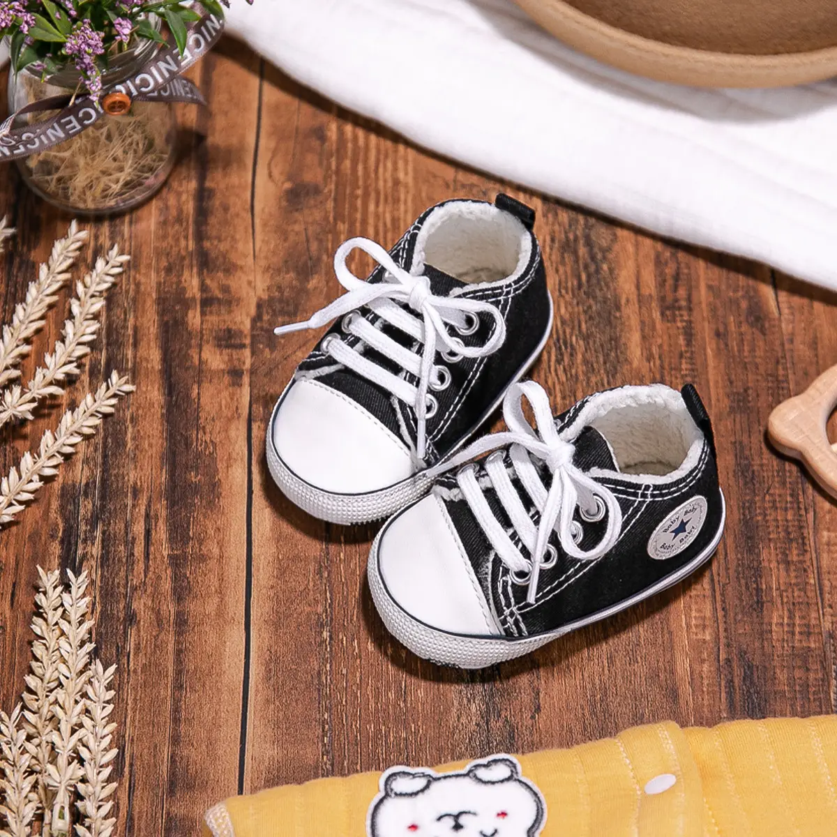 New Winter Baby Shoes Cotton Fleece Warm Canvas Toddler Non-Slip