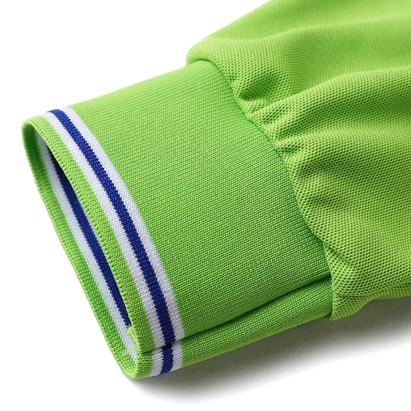 Men Yellow Cotton Polo T-Shirt Long Sleeve - Image 12