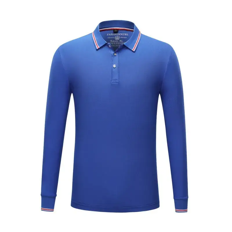 Men Yellow Cotton Polo T-Shirt Long Sleeve - Image 13