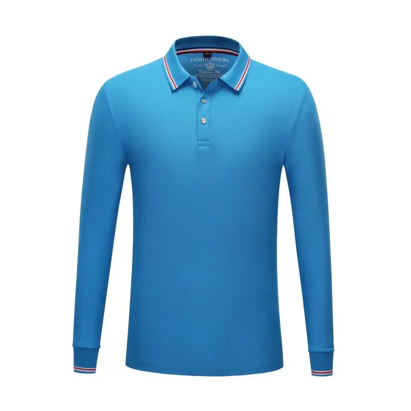 Men Yellow Cotton Polo T-Shirt Long Sleeve - Image 8
