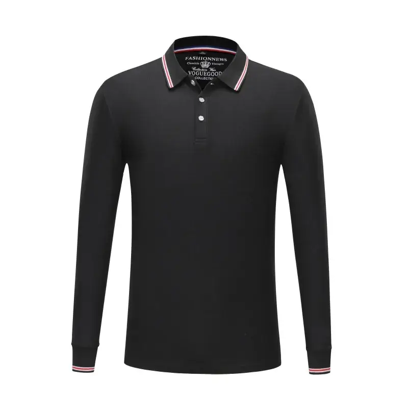 Men Yellow Cotton Polo T-Shirt Long Sleeve - Image 4