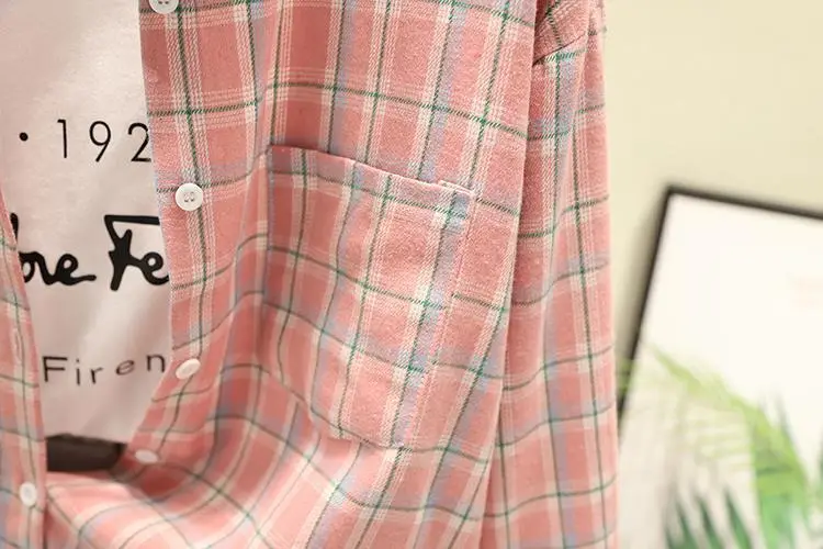 Women Plaid K-Style Shirt Summer 2024 Loose Brushed — feature 26