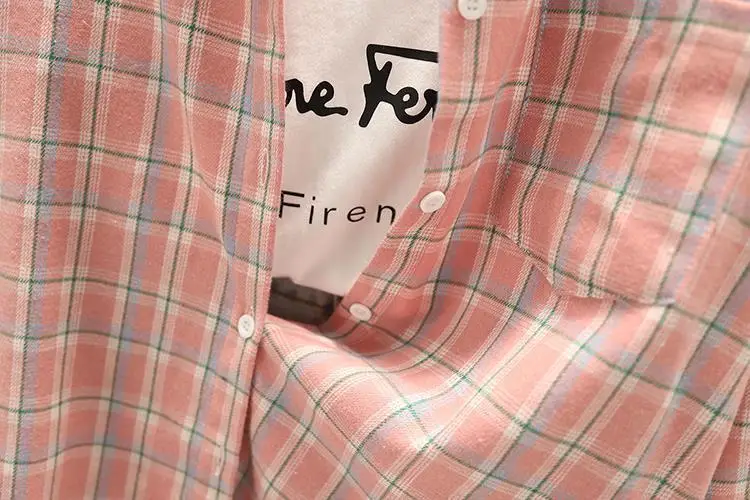 Women Plaid K-Style Shirt Summer 2024 Loose Brushed — feature 27