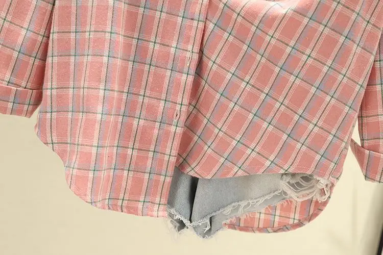 Women Plaid K-Style Shirt Summer 2024 Loose Brushed — feature 28