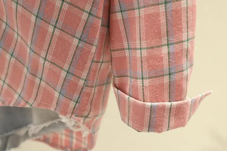 Women Plaid K-Style Shirt Summer 2024 Loose Brushed — feature 29