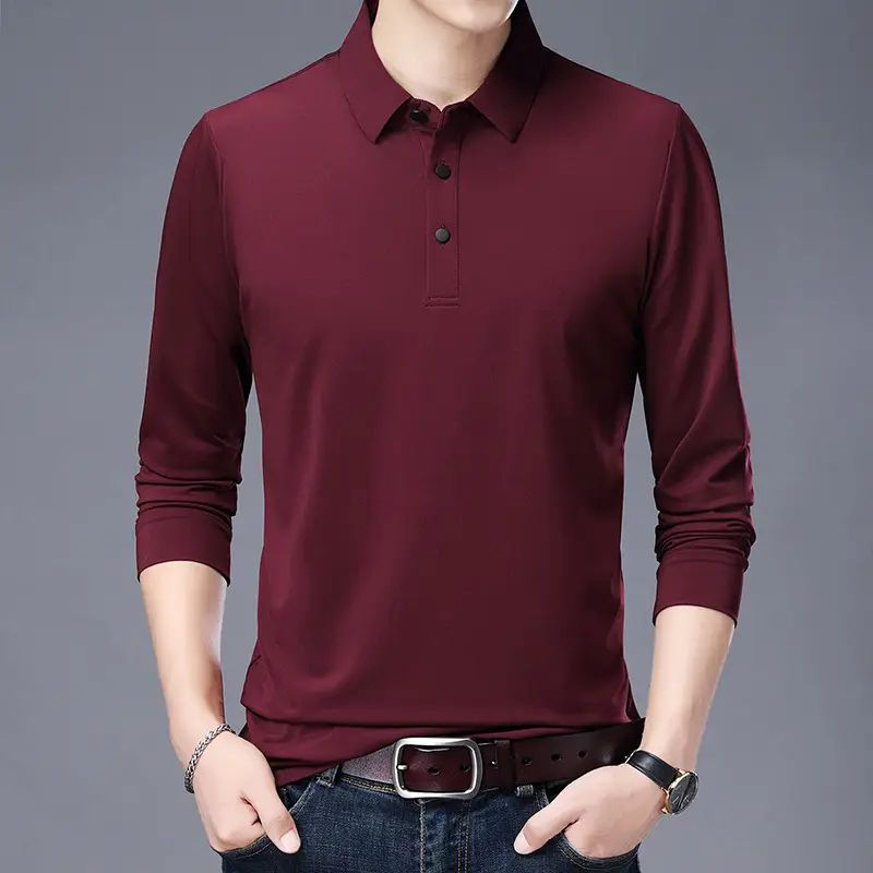 Men Blue Polo Long Sleeve T-Shirt Large - Image 12