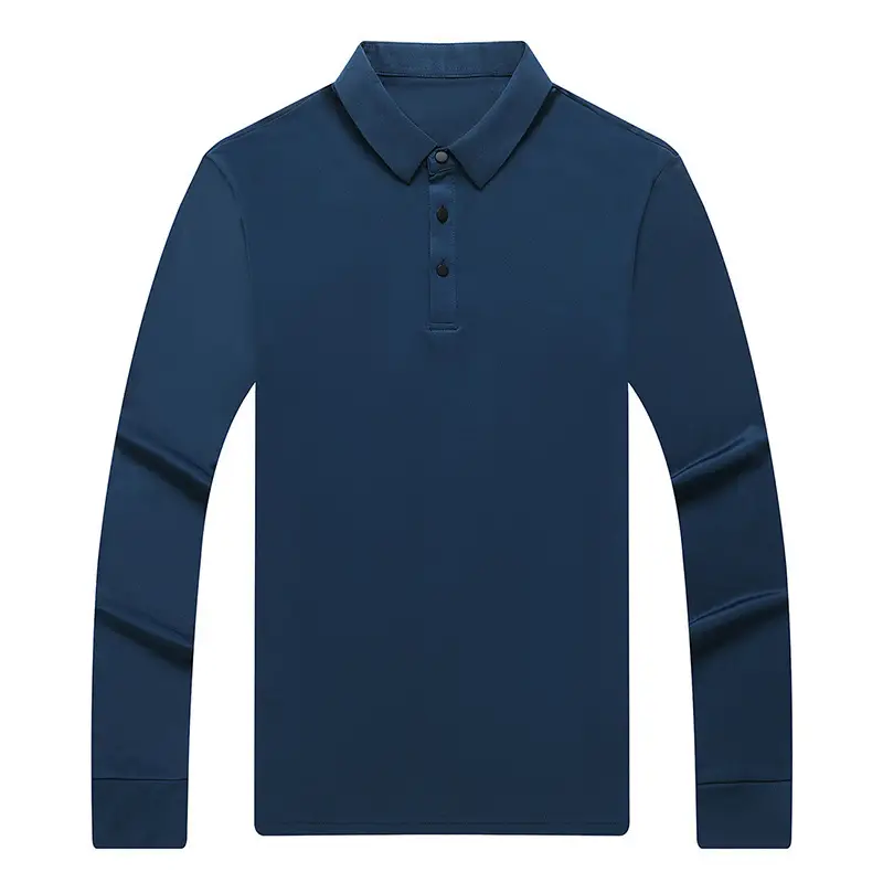 Men Blue Polo Long Sleeve T-Shirt Large - Image 13