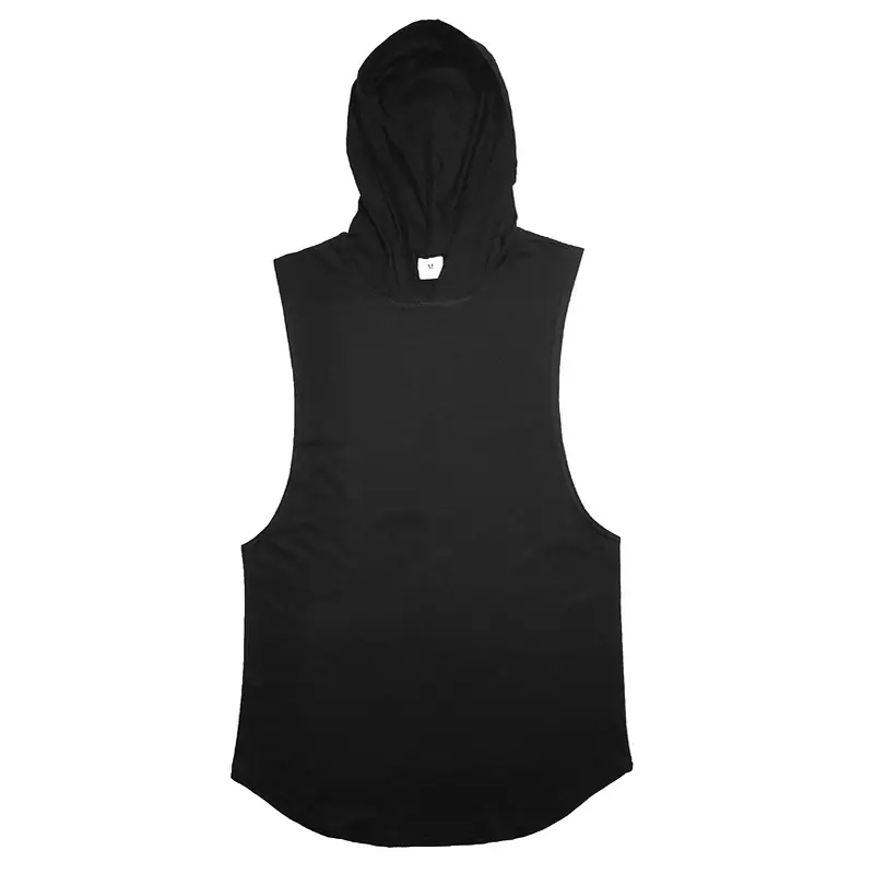 Men White Sleeveless Hooded Vest Training Wear - Image 10