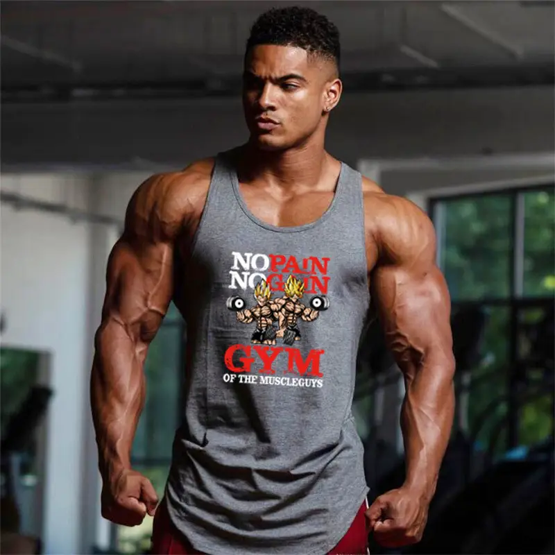 Men's No Pain No Gain Muscle Vest Maroon Gym Wear