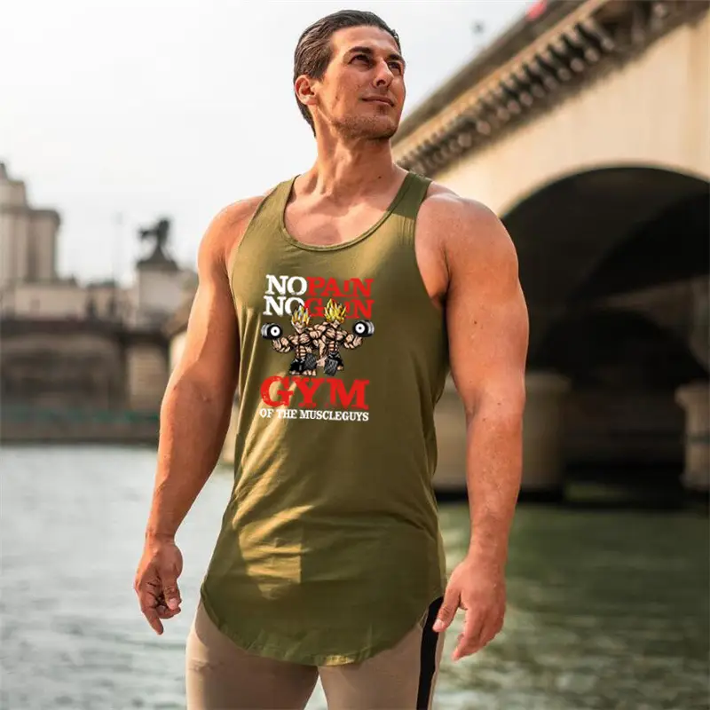 Men's No Pain No Gain Muscle Vest Maroon Gym Wear