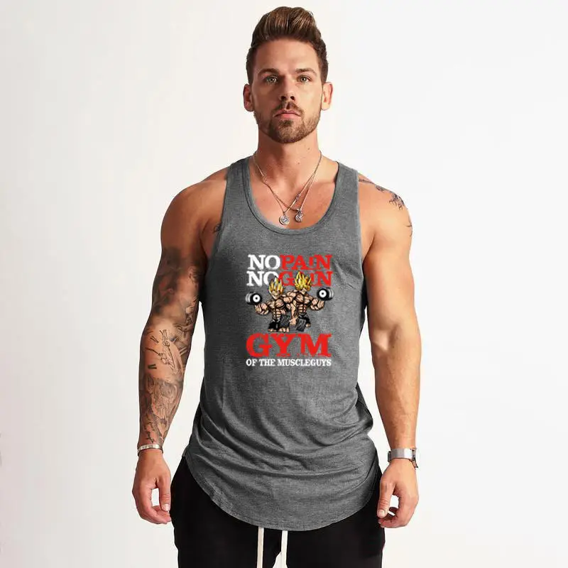 Men's No Pain No Gain Muscle Vest Maroon Gym Wear