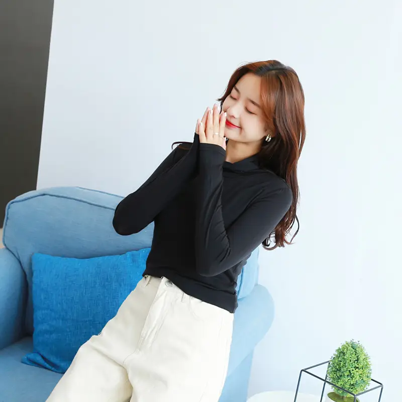 Women Korean Style Pink Long Sleeve T-Shirt