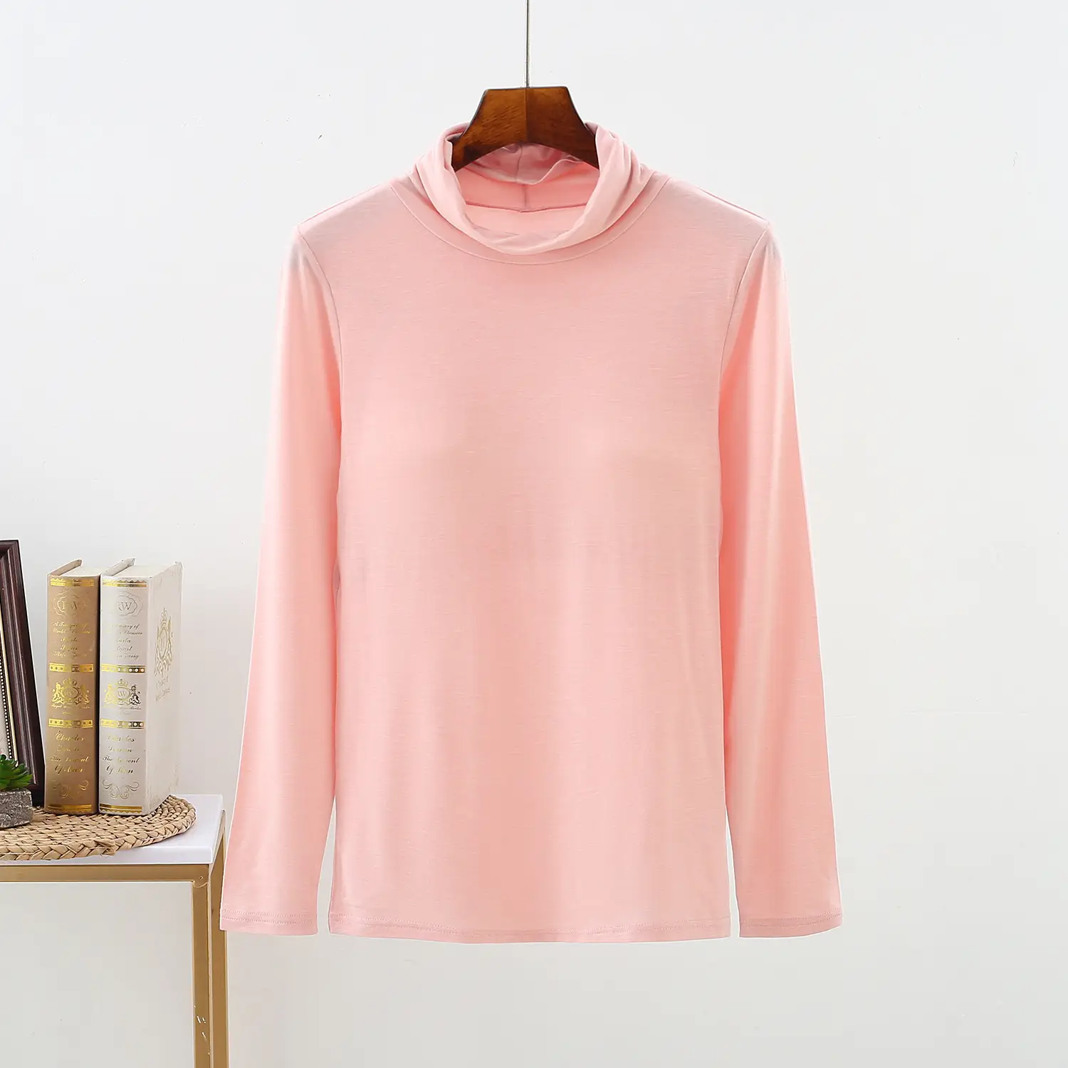 Women Korean Style Pink Long Sleeve T-Shirt