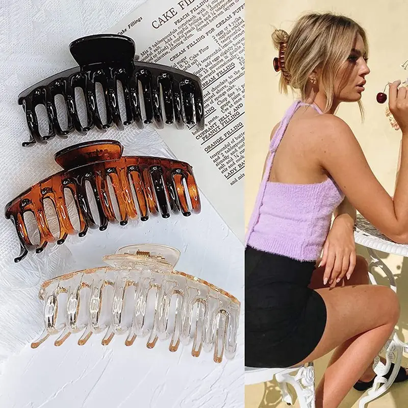 Orange Large Hair Clip with 7 Slots for Easy Application - Image 20