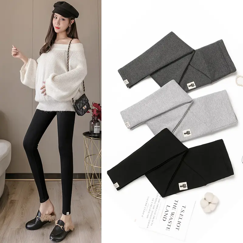 Pregnant Women's Grey Kitten Pants Adjustable Belly Pants - Image 5