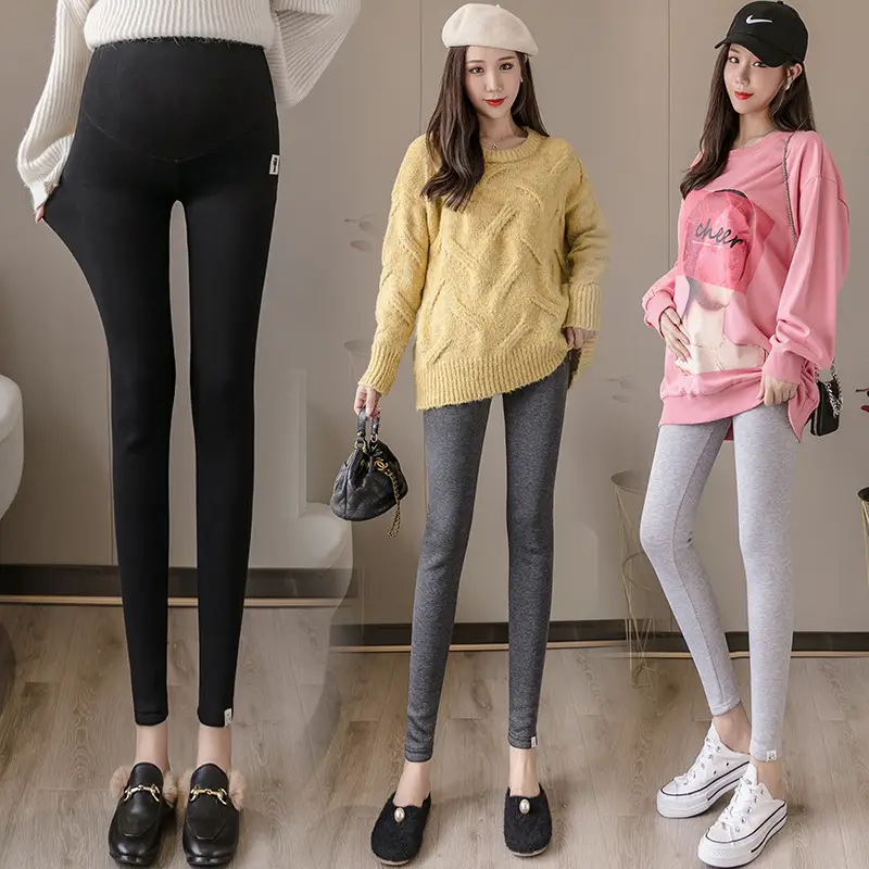 Pregnant Women's Grey Kitten Pants Adjustable Belly Pants - Image 6