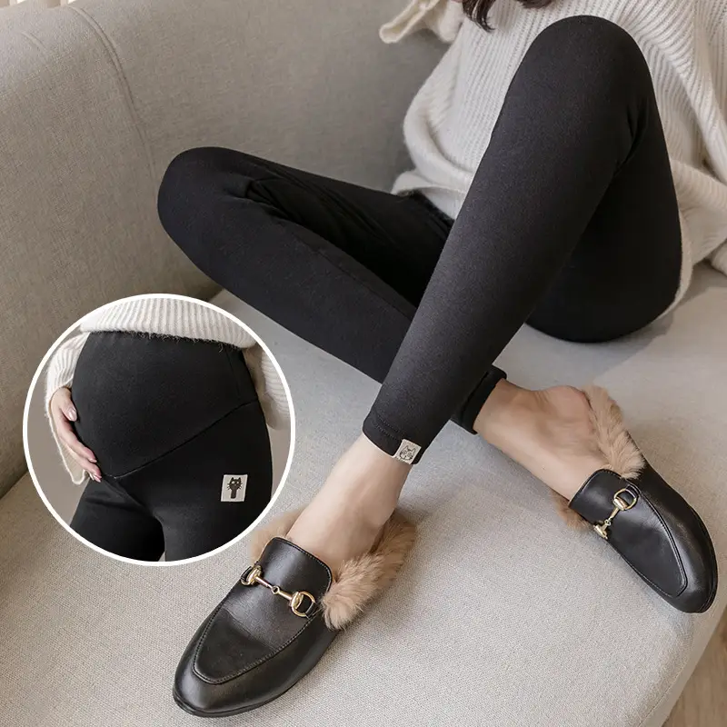 Pregnant Women's Grey Kitten Pants Adjustable Belly Pants - Image 7