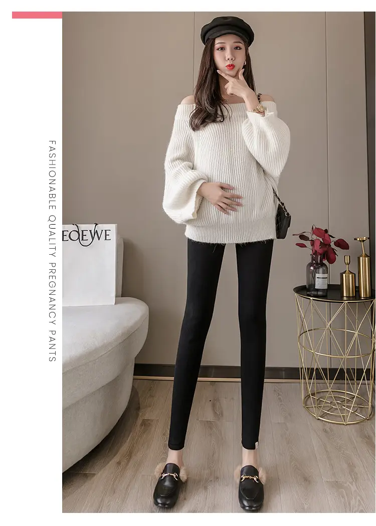 Pregnant Women's Grey Kitten Pants Adjustable Belly Pants — feature 21
