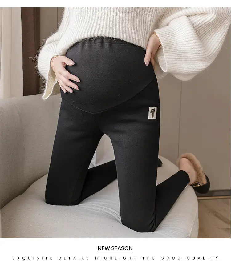 Pregnant Women's Grey Kitten Pants Adjustable Belly Pants — feature 22