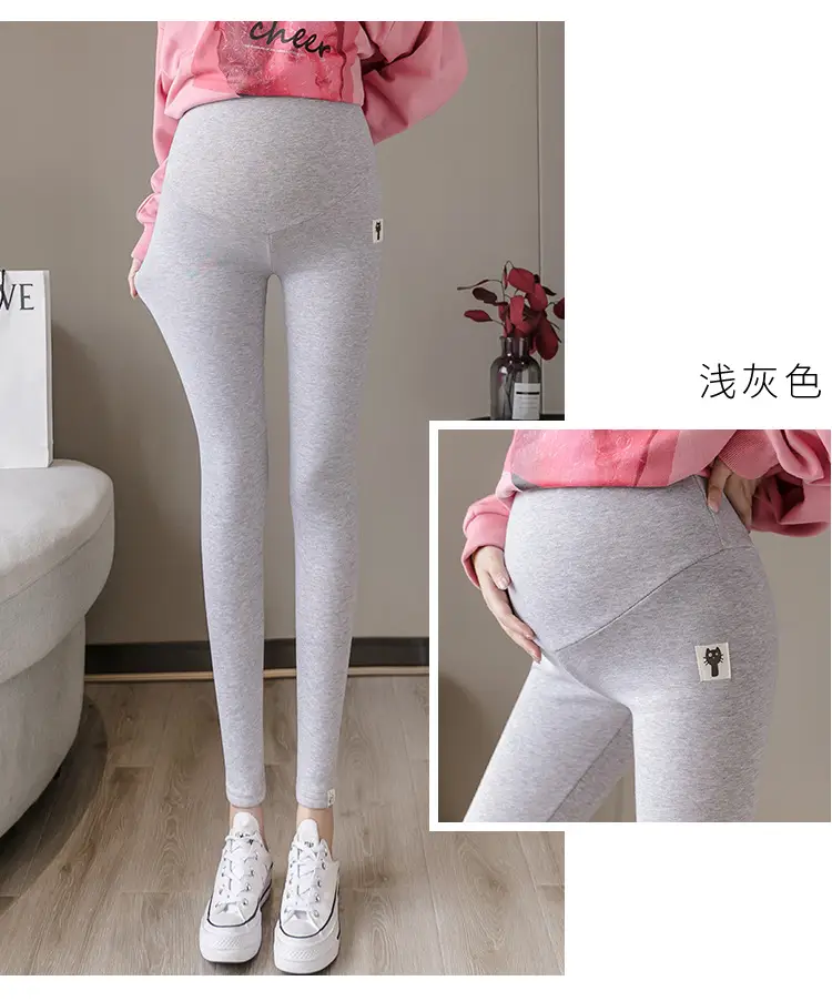 Pregnant Women's Grey Kitten Pants Adjustable Belly Pants — feature 29