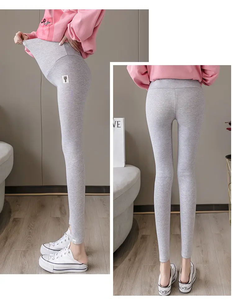 Pregnant Women's Grey Kitten Pants Adjustable Belly Pants — feature 31